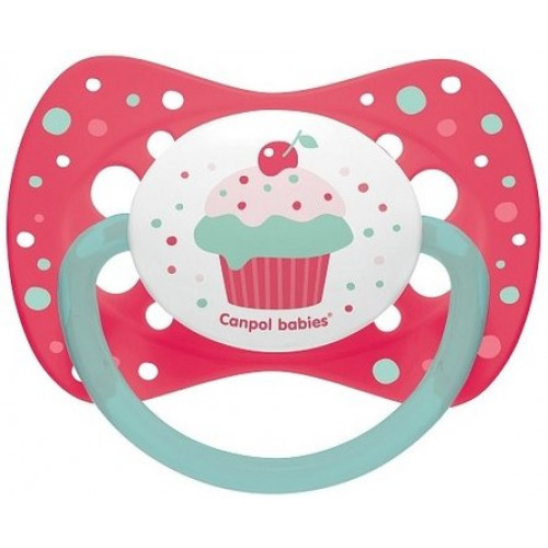 Canpol babies пустышка 6-18мес силиконовая симметричная розовый 23/283 250989397 cupcake