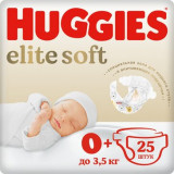 Подгузники HUGGIES Elite Soft для новорожденных 0+ (до 3,5кг), 25 шт