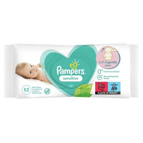 Pampers Sensitive Влажные салфетки для малышей 52 шт