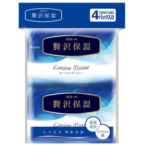 Elleair lotion tissue салфетки бумажные 14 шт x4 с коллагеном и гиалуроновой к-той