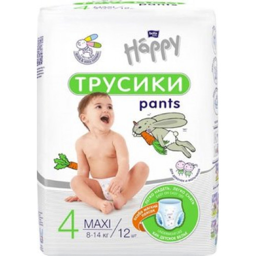 Bella baby happy подгузники-трусики детские 4/maxi 8-14кг 12 шт
