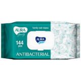 Aura family салфетки влажные для всей семьи антибактериальные 144 шт с крышкой