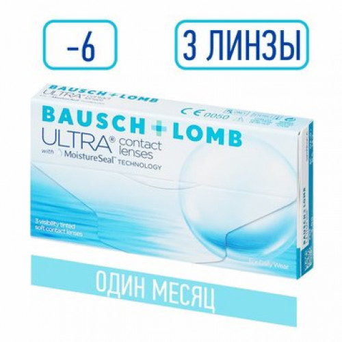 Bausch&lomb ultra контактные линзы плановой замены -6.00 3 шт