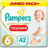 Подгузники-трусики Pampers Premium Care 15+ кг, размер 6, 42 шт