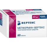 Метформин-вертекс таб п/об пленочной 1000мг 60 шт