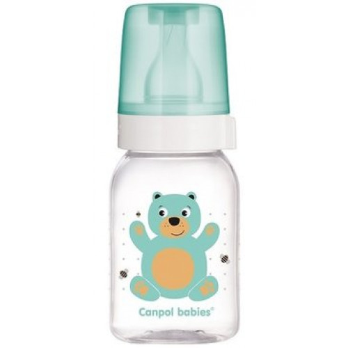 Canpol babies бутылочка 3+ тритановая с силиконовой соской 120мл бирюзовый мишка
