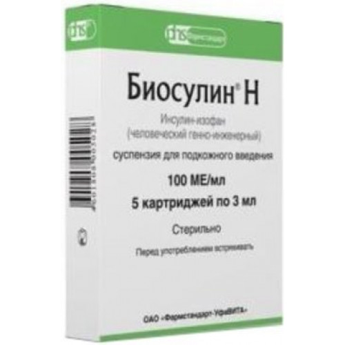 Биосулин h суспензия для и/п/к 100ед/мл 3мл 5 шт картридж