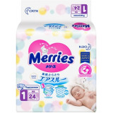 Merries Подгузники для новорожденных р.1 (0-5 кг) 24 шт