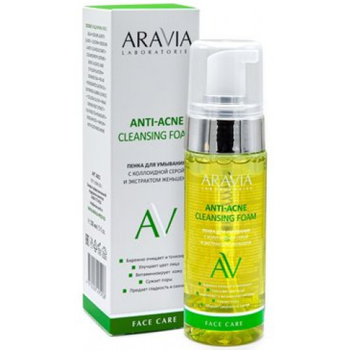 Пенка для умывания/anti-acne cleansing foam с коллоидной серой и экстрактом женьшеня 150 мл Aravia laboratories