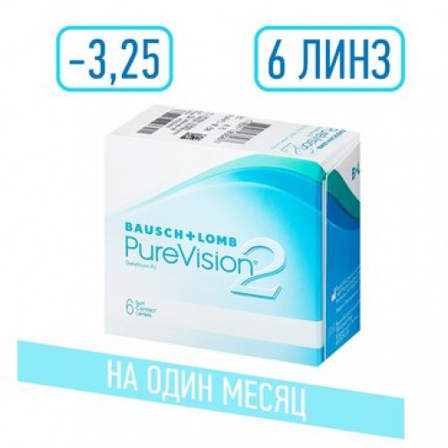 Purevision линзы контактные мягкие -3.25 6 шт