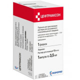 Цефтриаксон 1 г 1 фл порошок для приготовления раствора для инъекций с раств.(лидокаин 10 мг/мл) 3.5 мл амп 1 шт
