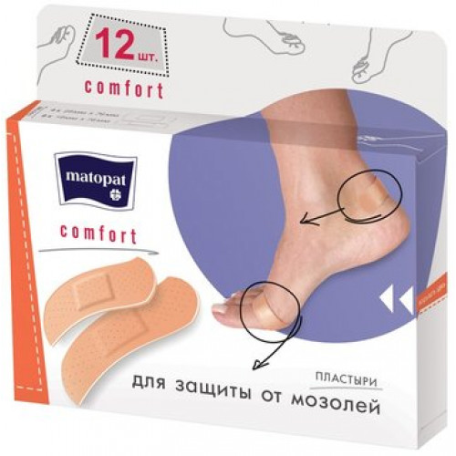 Matopat comfort Пластыри для защиты от мозолей, 2 размера, 12 шт