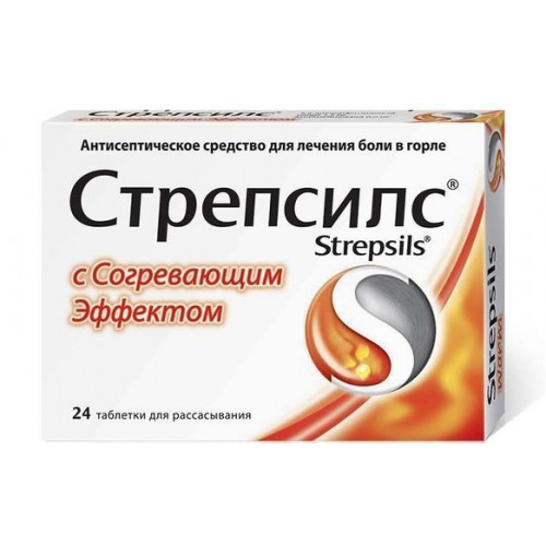 Стрепсилс с Согревающим эффектом таблетки для рассасывания 24 шт