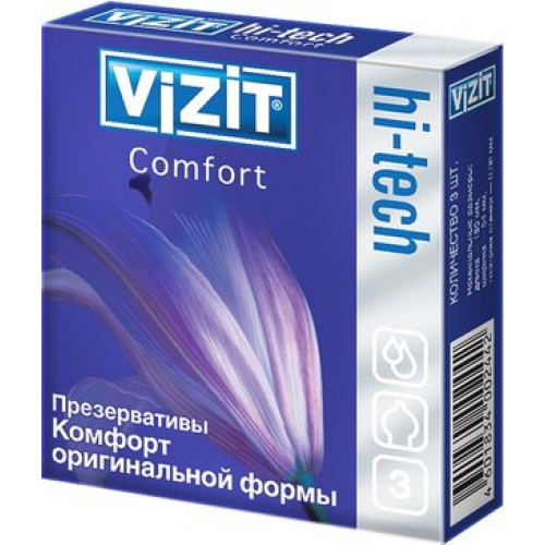 Презервативы VIZIT Hi-tech Comfort Комфорт оригинальной формы 3 шт