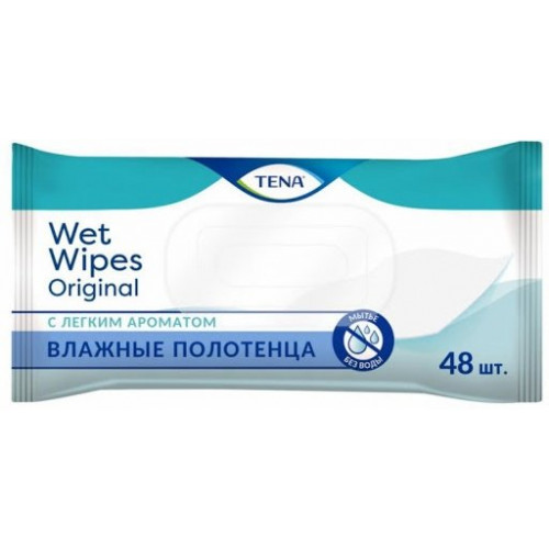 Tena полотенце влажное очищающее wet wipe 48 шт
