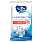Aura Салфетки влажные антибактериальные 15 шт