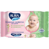 Aura салфетки влажные детские ultra comfort 100 шт алоэ/витамин е