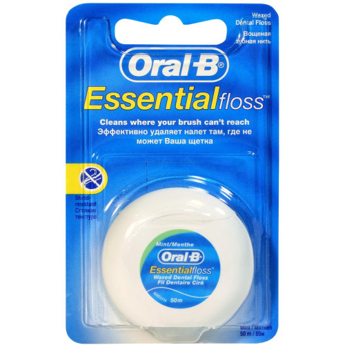 Зубная нить Oral-B Essential Floss вощеная, Мята, 50 м