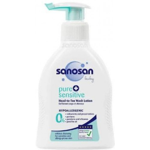 Sanosan Pure+Sensitive средство для купания 200мл дозатор