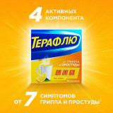 ТераФлю жаропонижающее обезболивающее средство от симптомов гриппа и простуды, 4 шт