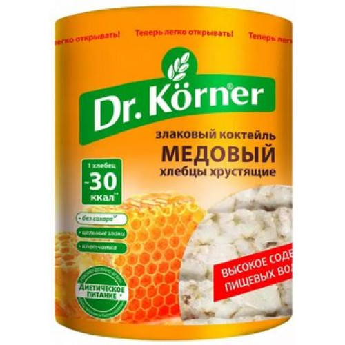 Dr.korner хлебцы 100г злаковый коктейль медовый