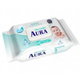 Aura салфетки влажные детские ultra comfort 100 шт с крышкой алоэ/витамин е