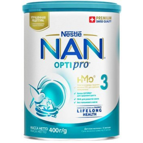 NAN 3 OPTIPRO молочко для роста, иммунитета и развития мозга 400 г с 12мес