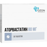 Аторвастатин таб п/об пленочной 80мг 30 шт озон
