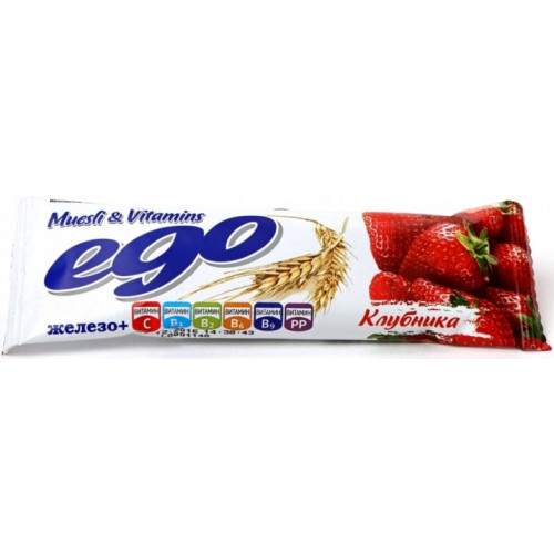 Ego батончик-мюсли 25г с клубникой железом и витаминами в йогурте