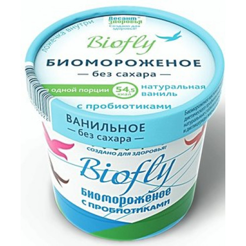Biofly биомороженое без сахара на фруктозе 45г натуральная ваниль бум.стакан