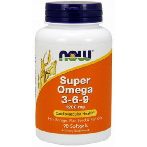 NOW Omega 3-6-9, Супер Омега 3-6-9 1200 мг капс 90 шт