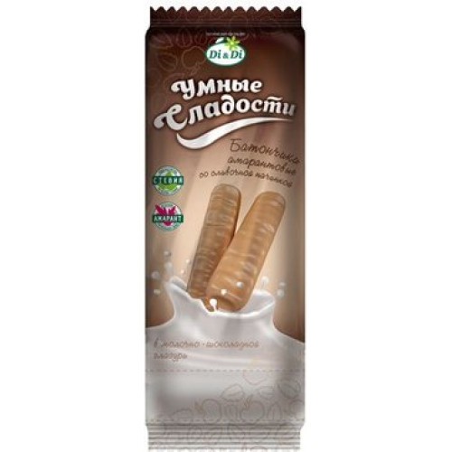 Батончики амарантовые со сливочной начинкой в молочно-шоколадной глазури 20г Умные сладости