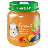 Gerber organic пюре яблоко, абрикос, персик 125 г