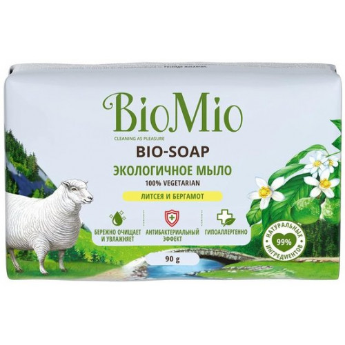 BioMio BIO-SOAP Экологичное туалетное мыло. Литсея и бергамот, 90 г