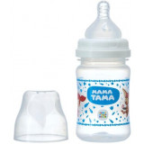 МАМА ТАМА Бутылочка полипропиленовая, с силиконовой соской, медленный поток, широкое горло, 0+, 150 мл