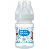 МАМА ТАМА Бутылочка полипропиленовая, с силиконовой соской, медленный поток, широкое горло, 0+, 150 мл