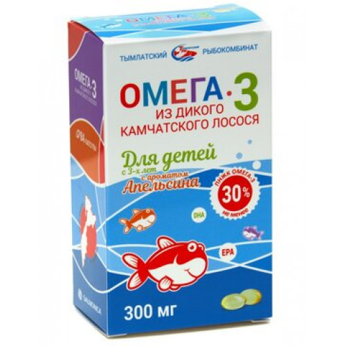 Salmoniсa Омега-3 из дикого камчатского лосося для детей с 3-х лет аромат апельсина капс 84 шт