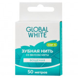 Нить зубная вощеная GLOBAL WHITE, вкус мяты, 50 м