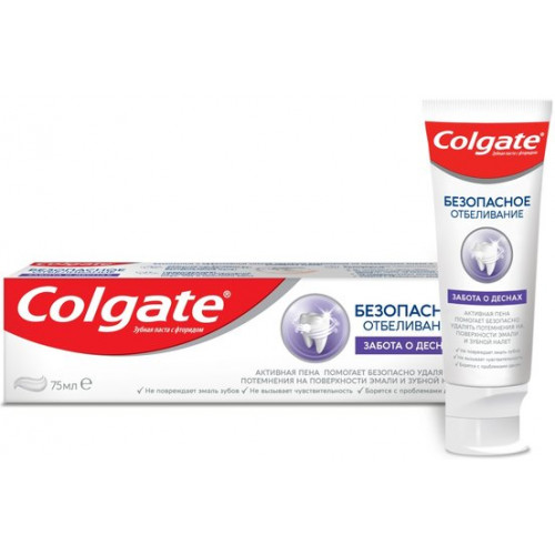 Colgate паста зубная безопасное отбеливание забота о деснах 75мл
