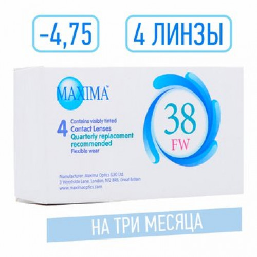 Maxima 38 fw линза контактная мягкая -4.75 8.6 14.0 4 шт