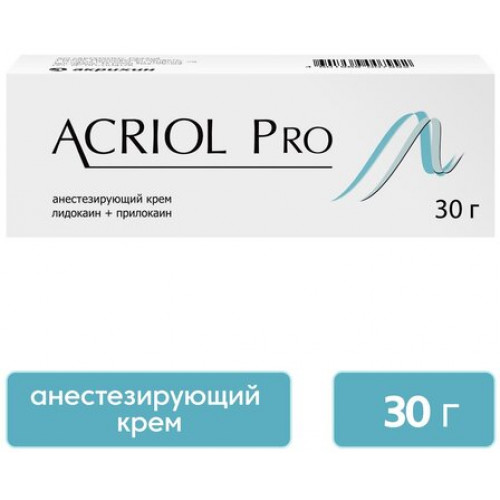 Акриол Про для обезболивания кожи при уколах, 2.5%+2.5% крем 30 г