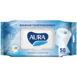 Aura бумага туалетная влажная ultra comfort 50 шт с крышкой
