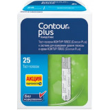 Тест-полоски к глюкометру Contour Plus (Контур Плюс) 25 шт