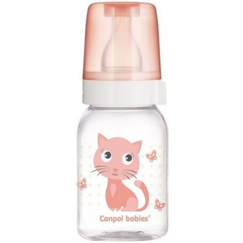 Canpol babies бутылочка 3+ тритановая с силиконовой соской 120мл котенок