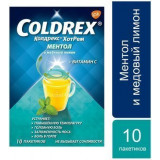 Колдрекс Coldrex ХотРем Ментол и медовый лимон при простуде и гриппе, порошок, 10 пакетиков