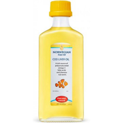 NORWEGIAN Fish Oil Омега-3 жир печени трески 240мл